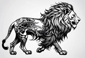 gothic lion skeleton side profile hunting tattoo idea