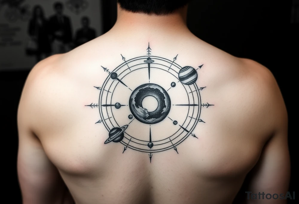 Solar system tattoo with constellations tattoo idea