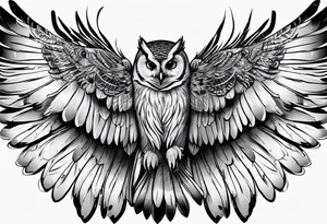 barred owl wings outstretched tattoo idea