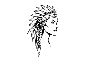 Female Native American wearing headband tattoo idea
