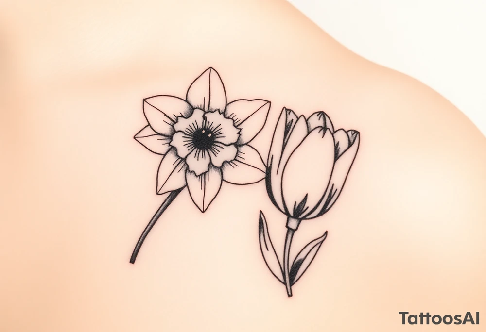 Daffodil and Tulip tattoo idea