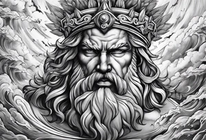 Zeus surrounded by a storm tattoo idea