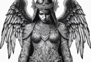 realistic full body of angel of death, fwithout face tattoo idea