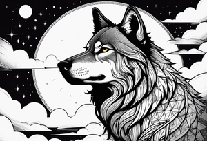 a wolf with the moon in the background tattoo idea