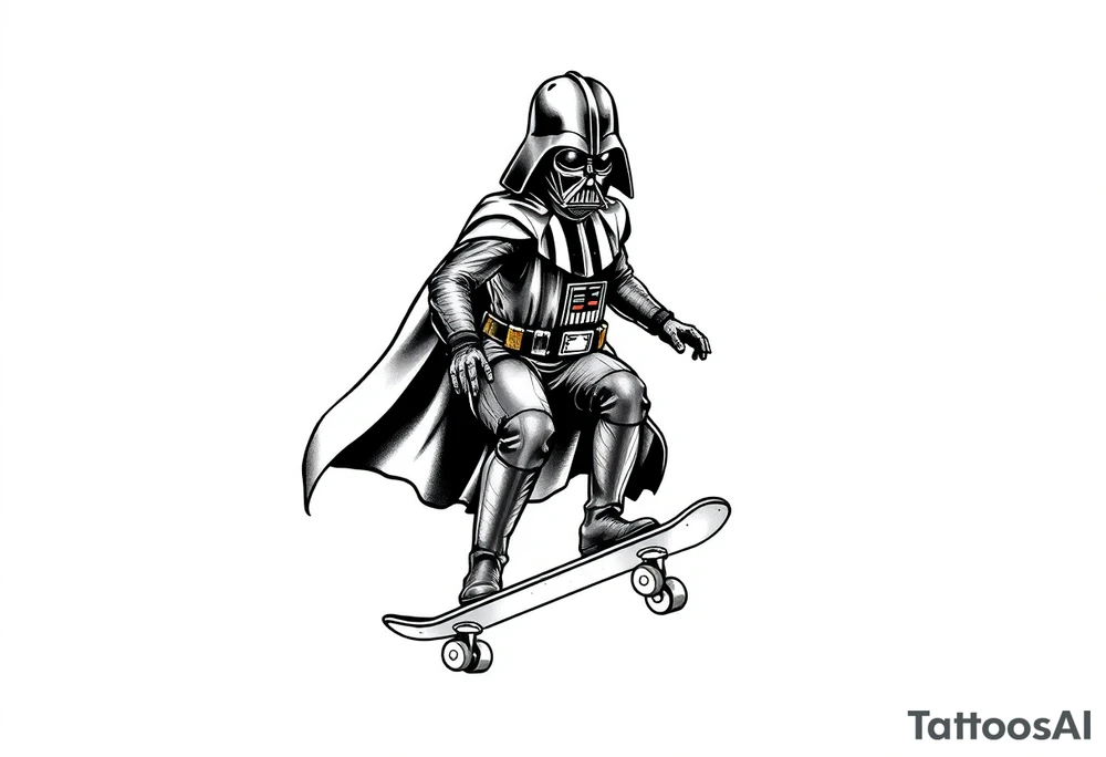 Skateboarding Darth Vader tattoo idea