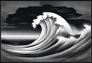 god, stormy sea, full length tattoo idea