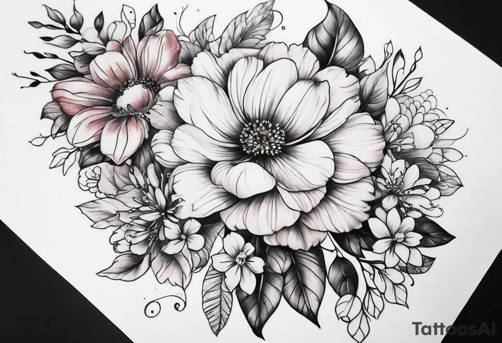Floral with flowers arm sleeve tattoo idea