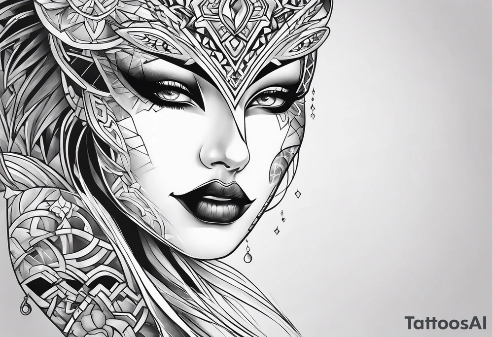 tattoo fool sleeve, broken mask tattoo idea