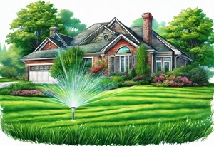 lawn sprinkler with green grass tattoo idea