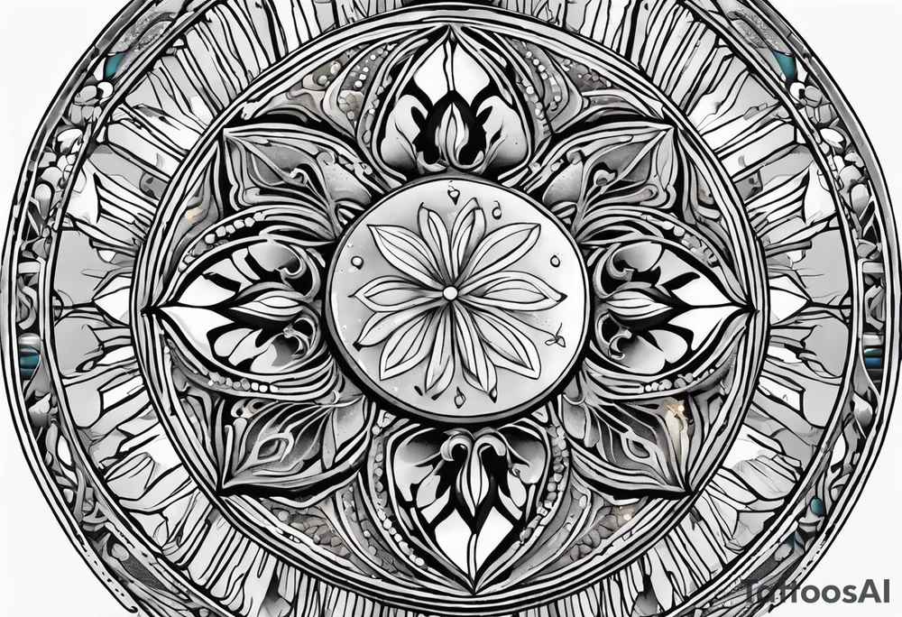 sand dollar 
fine line 
very detailed 
light gray tattoo idea