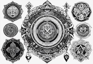 gods of Scandinavian mythology and runes tattoo idea