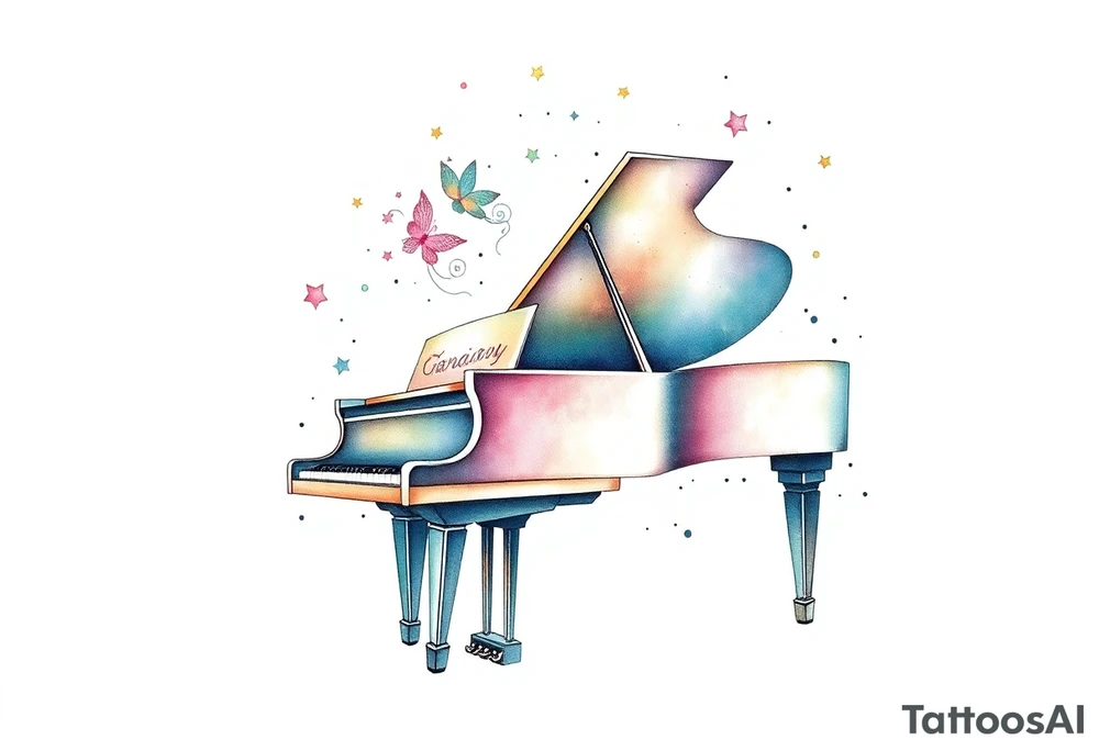 a grand piano under the stars tattoo idea