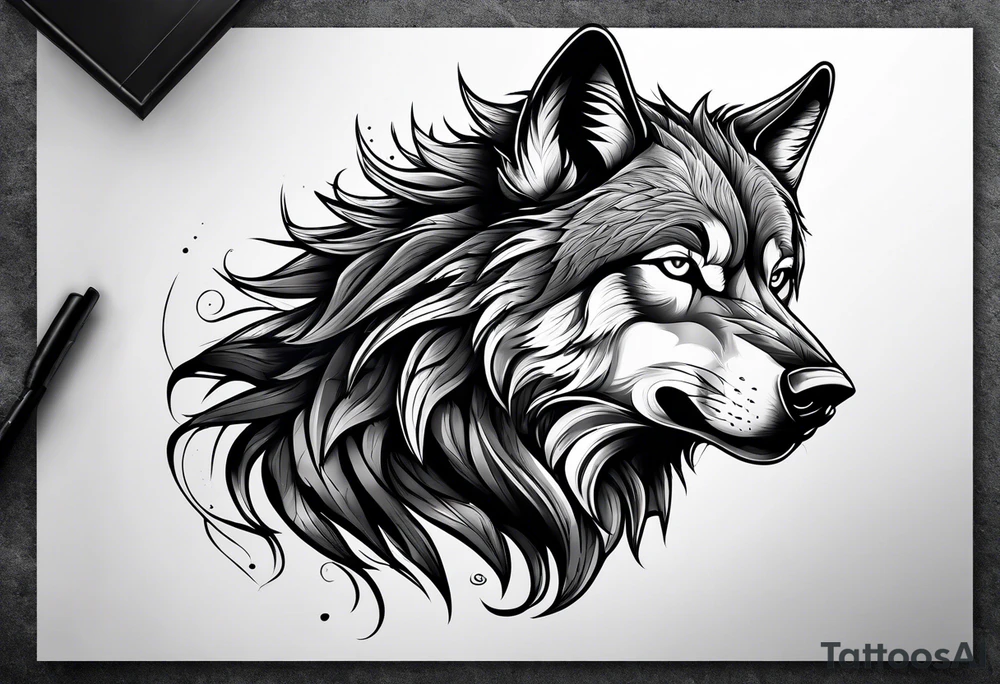 angry alpha wolf tattoo idea