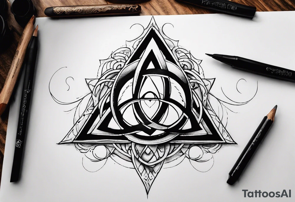 Triquetra tattoo with a partially closed eye that is dripping blood in the center tattoo idea