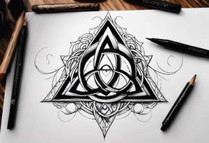 Triquetra tattoo with a partially closed eye that is dripping blood in the center tattoo idea