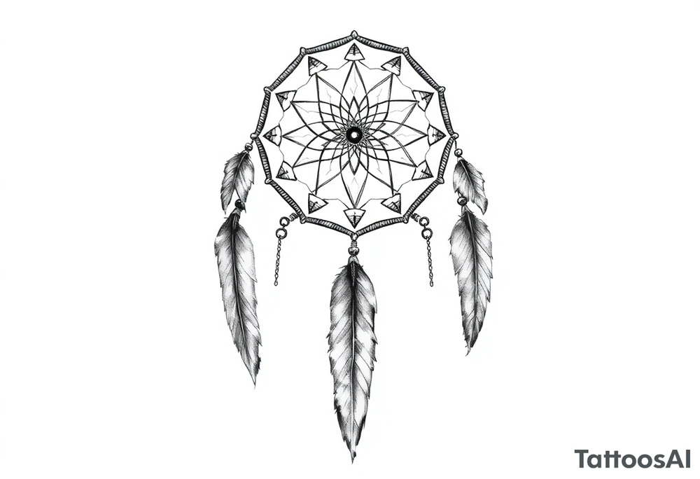 dreamcatcher with feathers for the memory of my grandma, slim tattoo idea