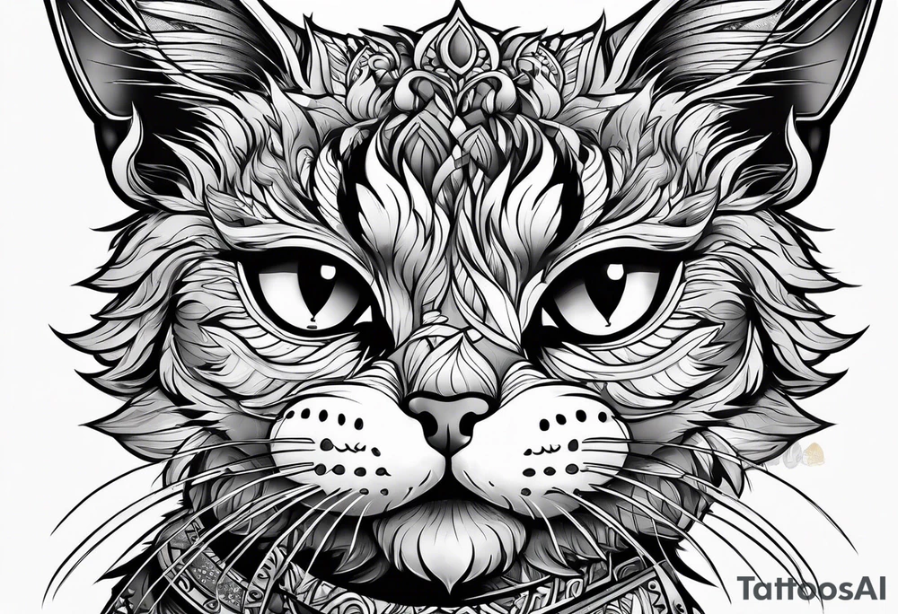 A cat is angry tattoo idea