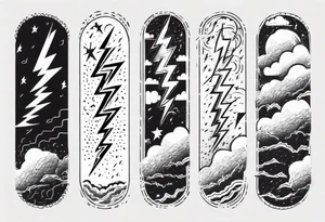 forearm sleeve lightning and clouds pattern tattoo idea