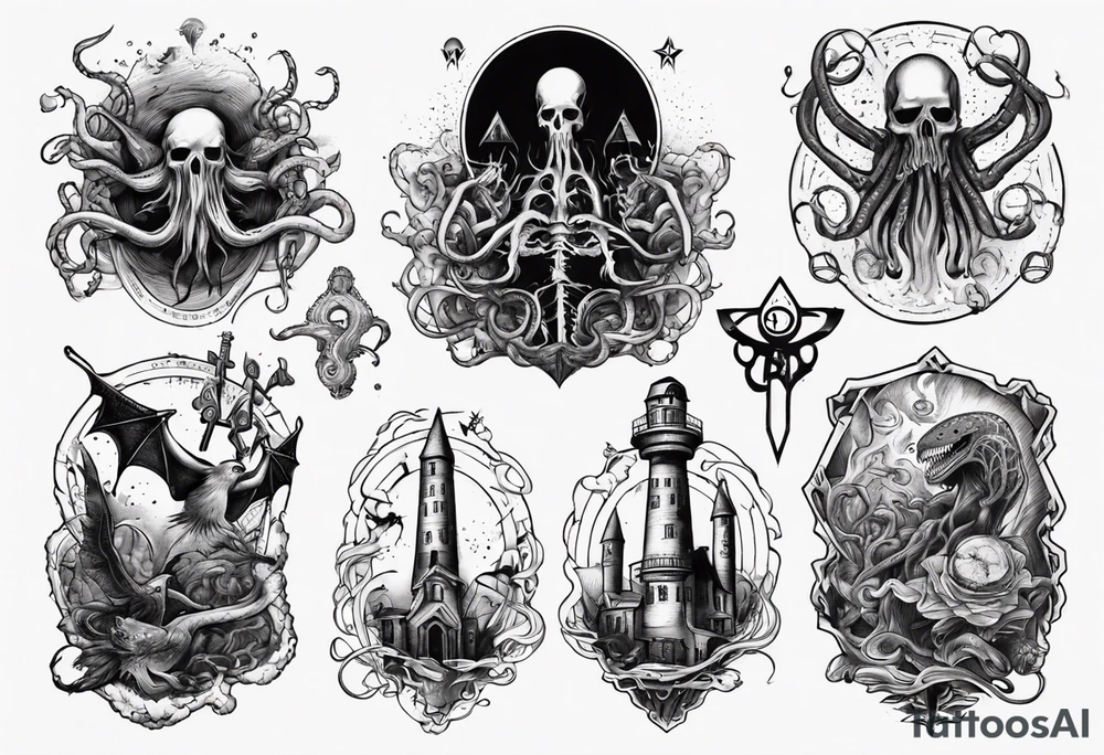 lovecraft theme arms zone tattoo idea