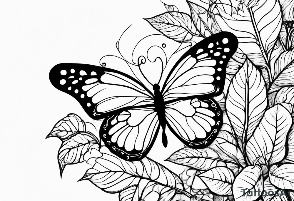 Mascarenas with vines of leaves and butterfly tattoo idea