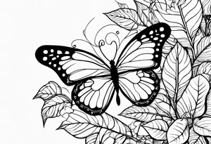 Mascarenas with vines of leaves and butterfly tattoo idea