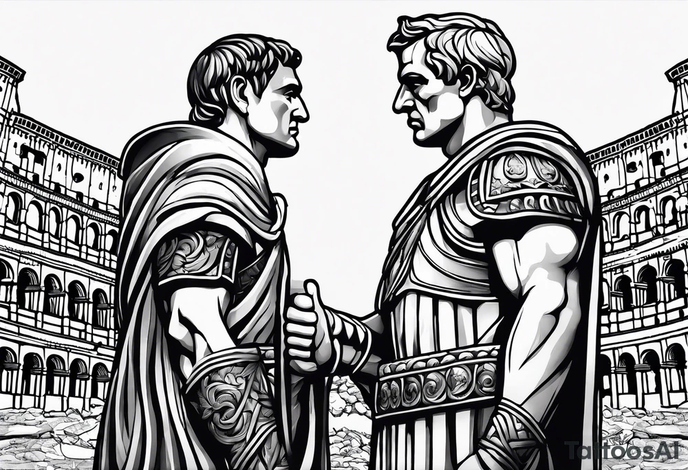 Julius Caesar statue and colosseum tattoo idea