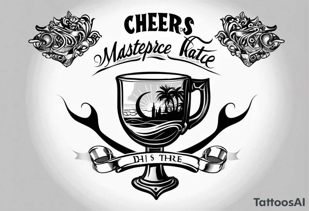 Cheers Mate text, armband +Cancer Ribbon tattoo idea