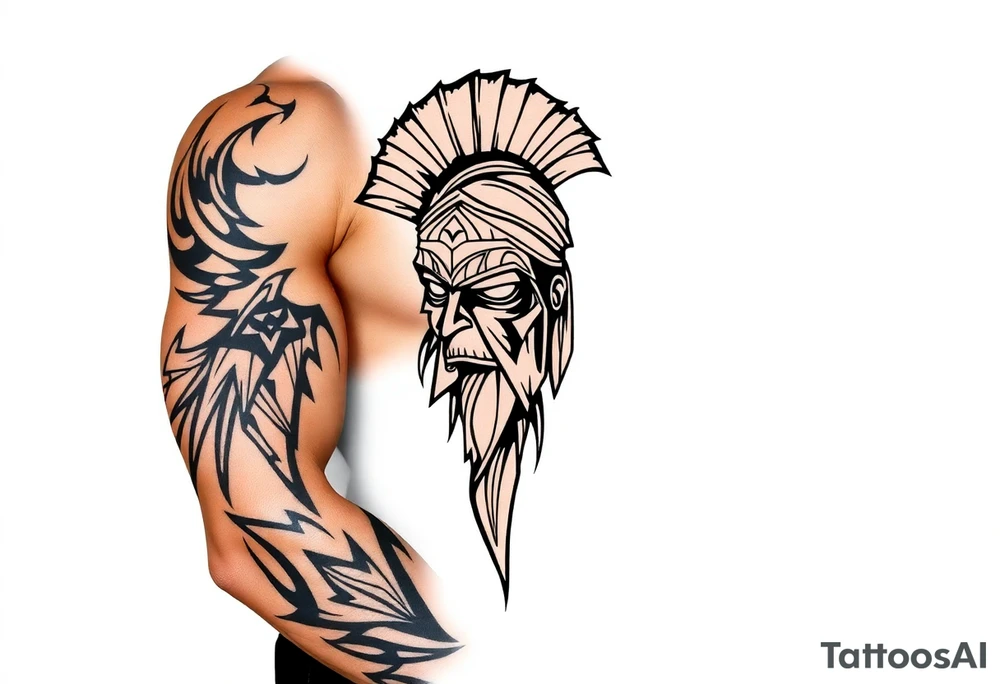 Lightening with Roman gladiator tattoo idea