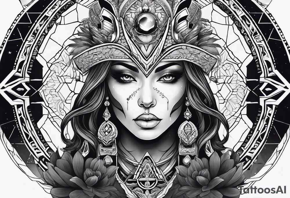kali ma, alien goddess, valkrye, aries, pirate, divine feminine, zenza resonance, pachamama, lotus azul, blank panther, eagle, skull, 5D, nueva gaya, dna 12 tattoo idea