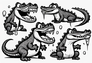 cute sad cartoon crocodile crying tattoo idea