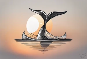 Dainty and delicate whale tail in sunset tattoo idea