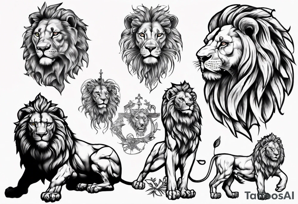 Lion statue tattoo idea