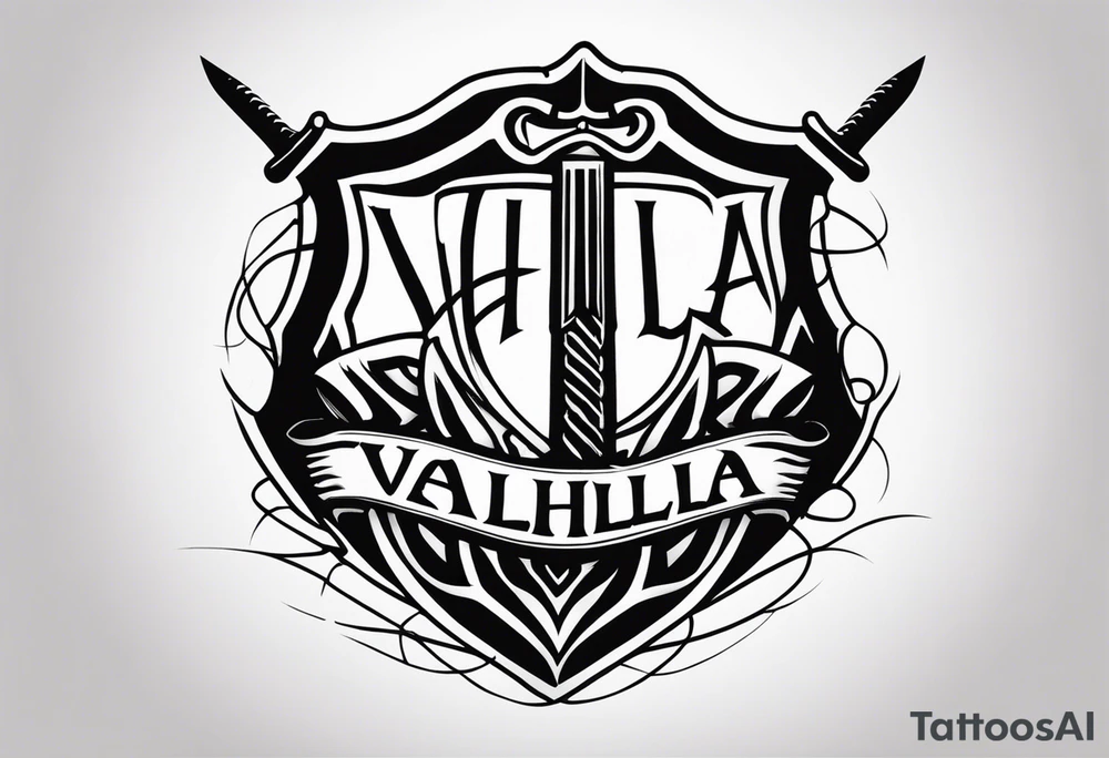 Valhalla sword shield barb wire tattoo idea