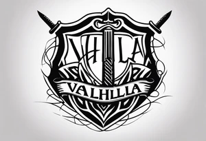 Valhalla sword shield barb wire tattoo idea