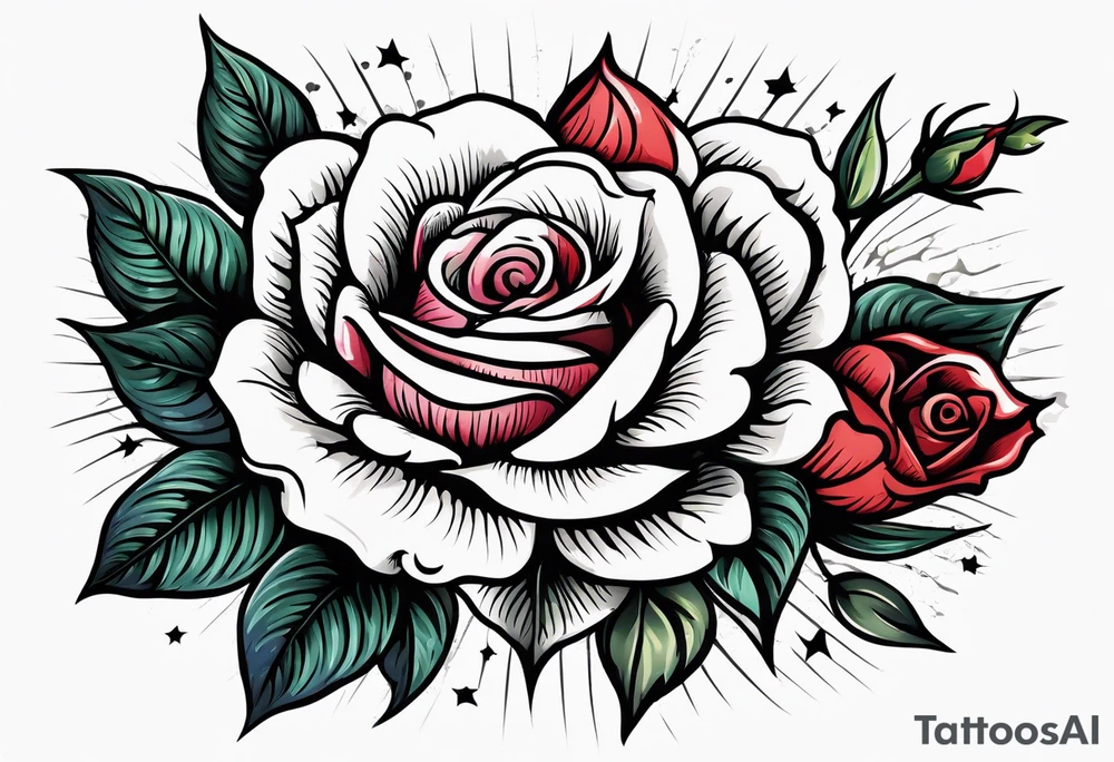rose and text 1995 tattoo idea