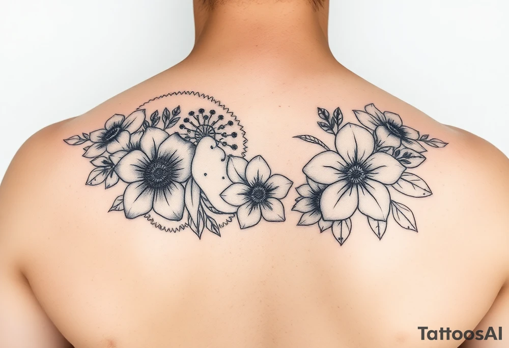 Waves, summer, flowers tattoo idea