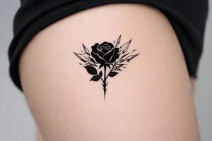 Rose silhouette with sharp ice shards bursting outwards tattoo idea