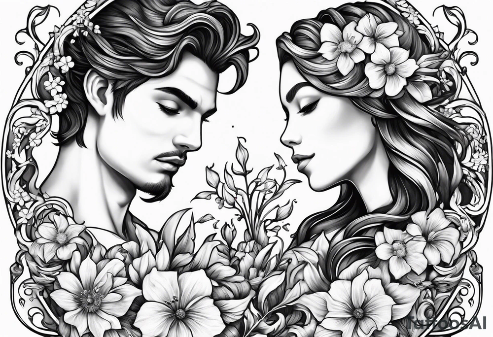 Twins, Pisces, aquarius, Capricorn, flowers tattoo idea