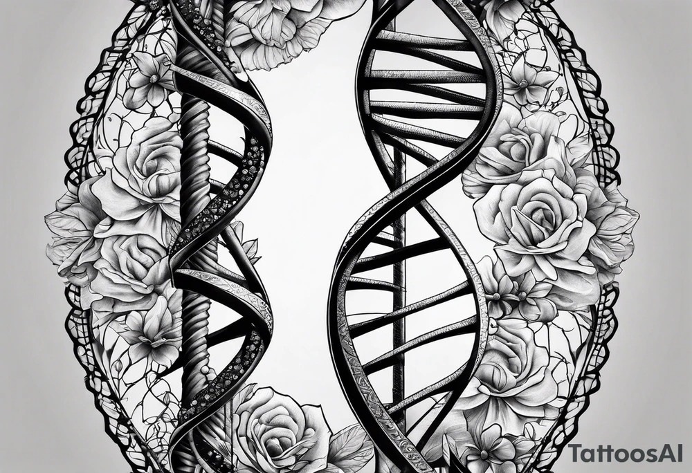 detailed DNA double helix realistic tattoo idea