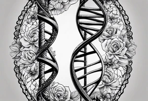 detailed DNA double helix realistic tattoo idea