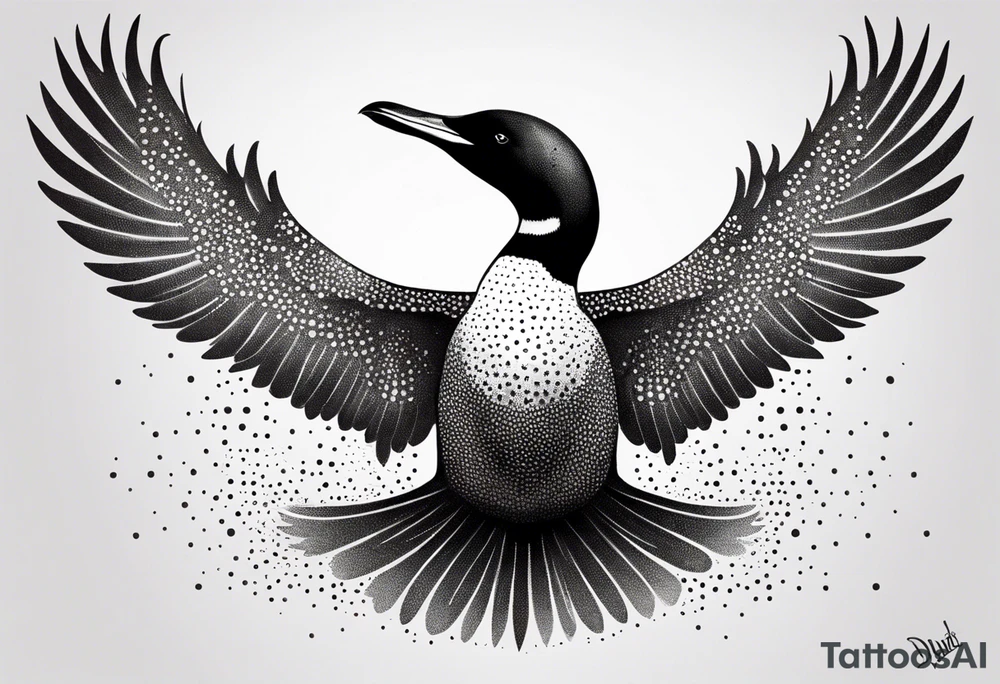 A loon with its wings spread looking badass and tough tattoo idea