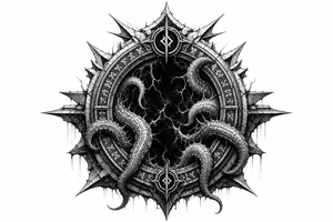Noen portal opening with tentacals trying to come thru but just quite can't make it tattoo idea