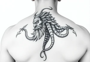 realistic poseidon tattoo idea
