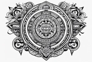 mayan rune sleeve tattoo idea