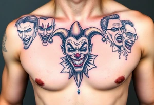 creative collage of different emotions jester form tattoo idea
