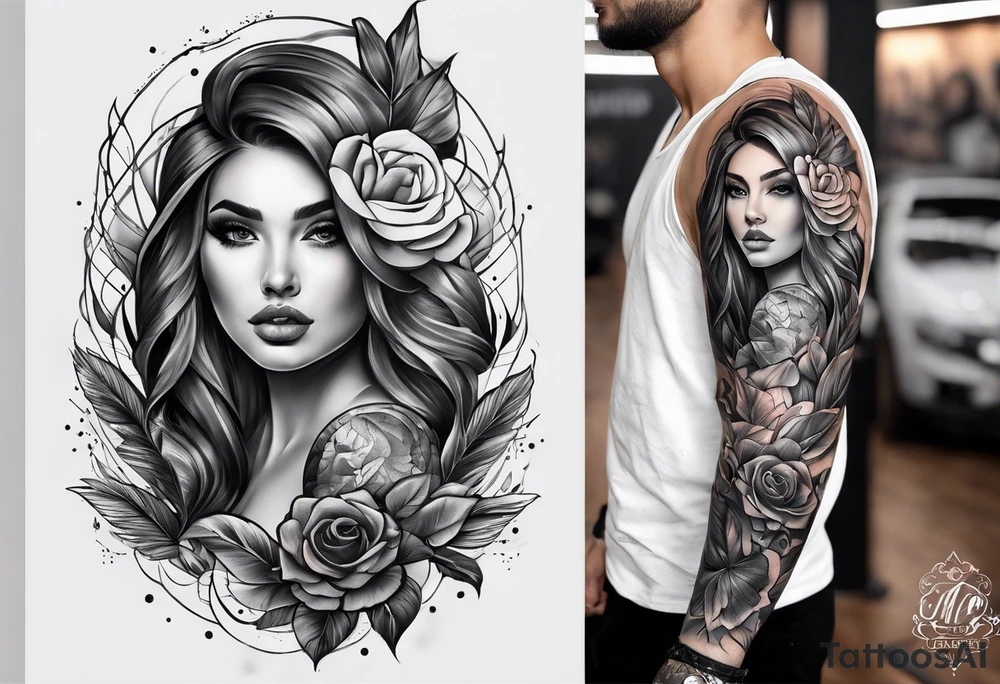 full sleeve sketch tattoo idea