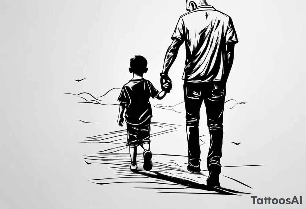 dad and son walks away tattoo idea