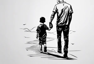 dad and son walks away tattoo idea