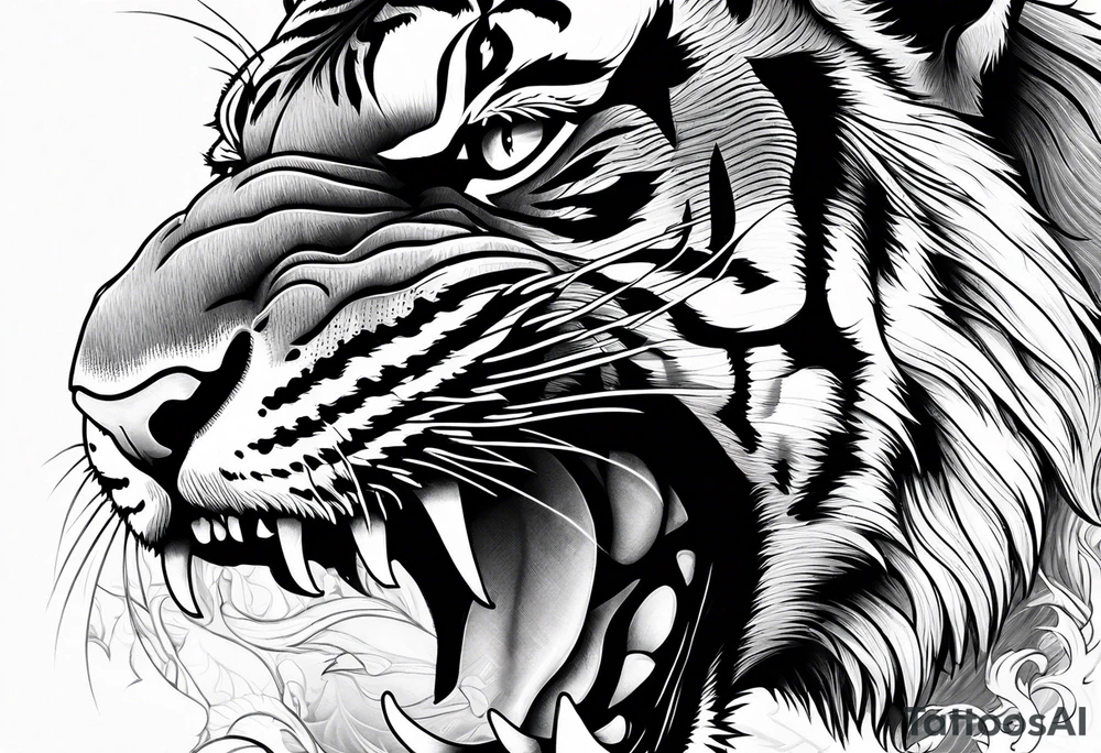 Tiger mauling a cat tattoo idea