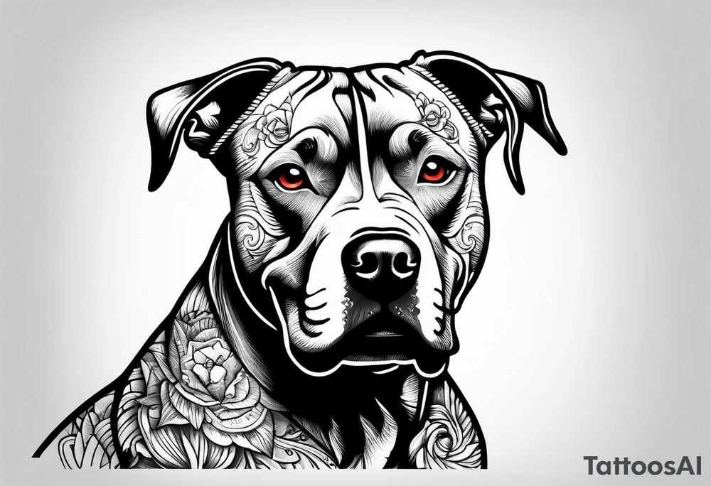 rock and roll punk rock pitbull tattoo idea